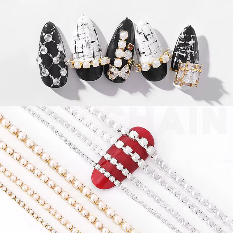 Chaîne d'ongles en cristal strass