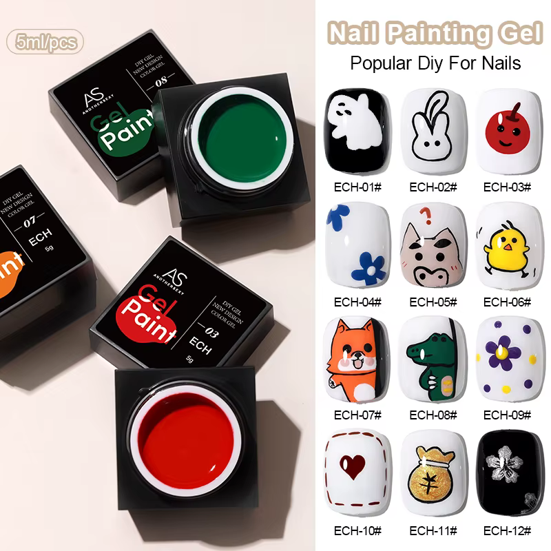 AS Sliver métal effet ligne fleur dessin Gel tremper des couleurs transparentes 5g peinture Gel vernis UV Nail Art Gel