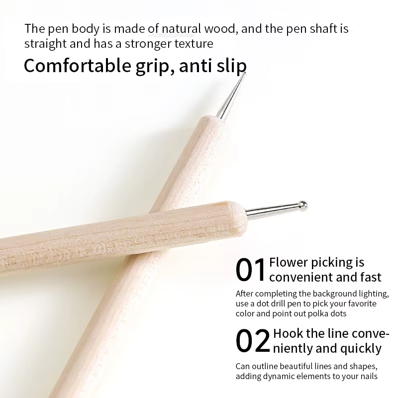 Perceuse à ongles en bois à double tête en acier inoxydable