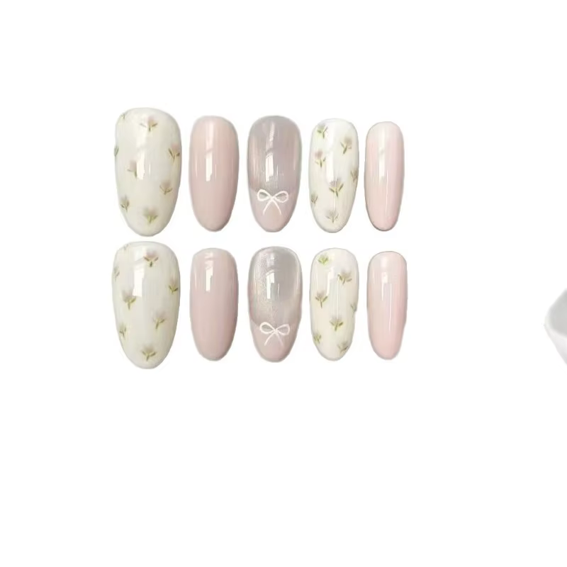 30 faux ongles ovales de longueur moyenne