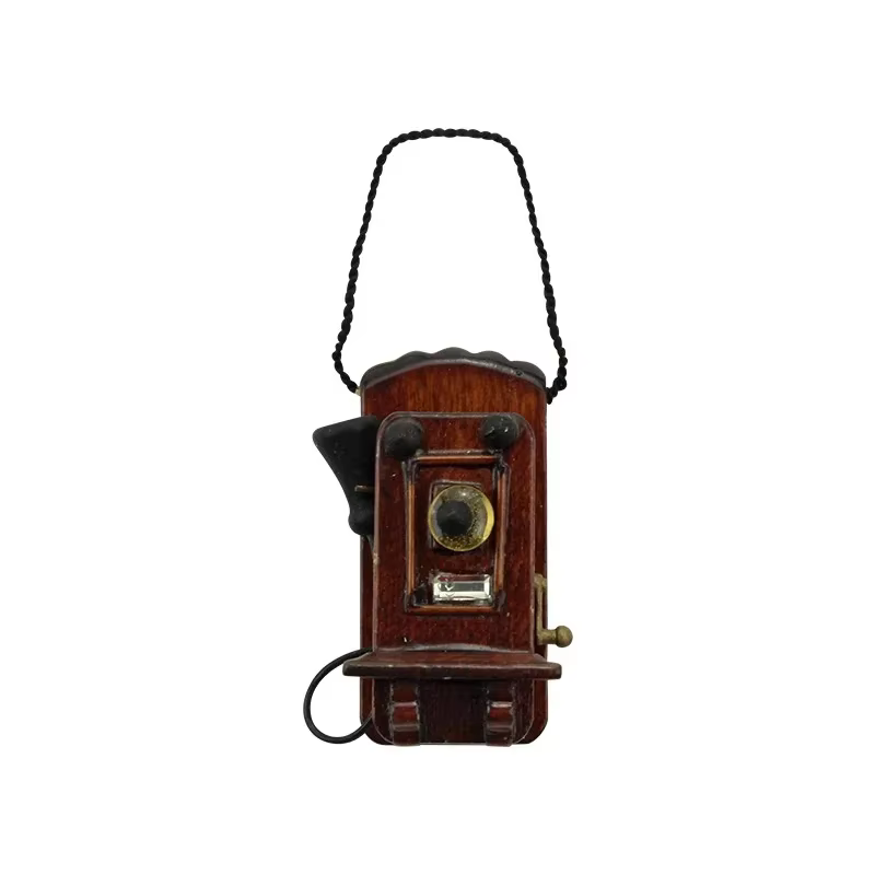 Accessoires de meubles de maison de poupée de Style Vintage, pour salon, chambre à coucher, cuisine 1:12, téléphone mural Antique Miniature
