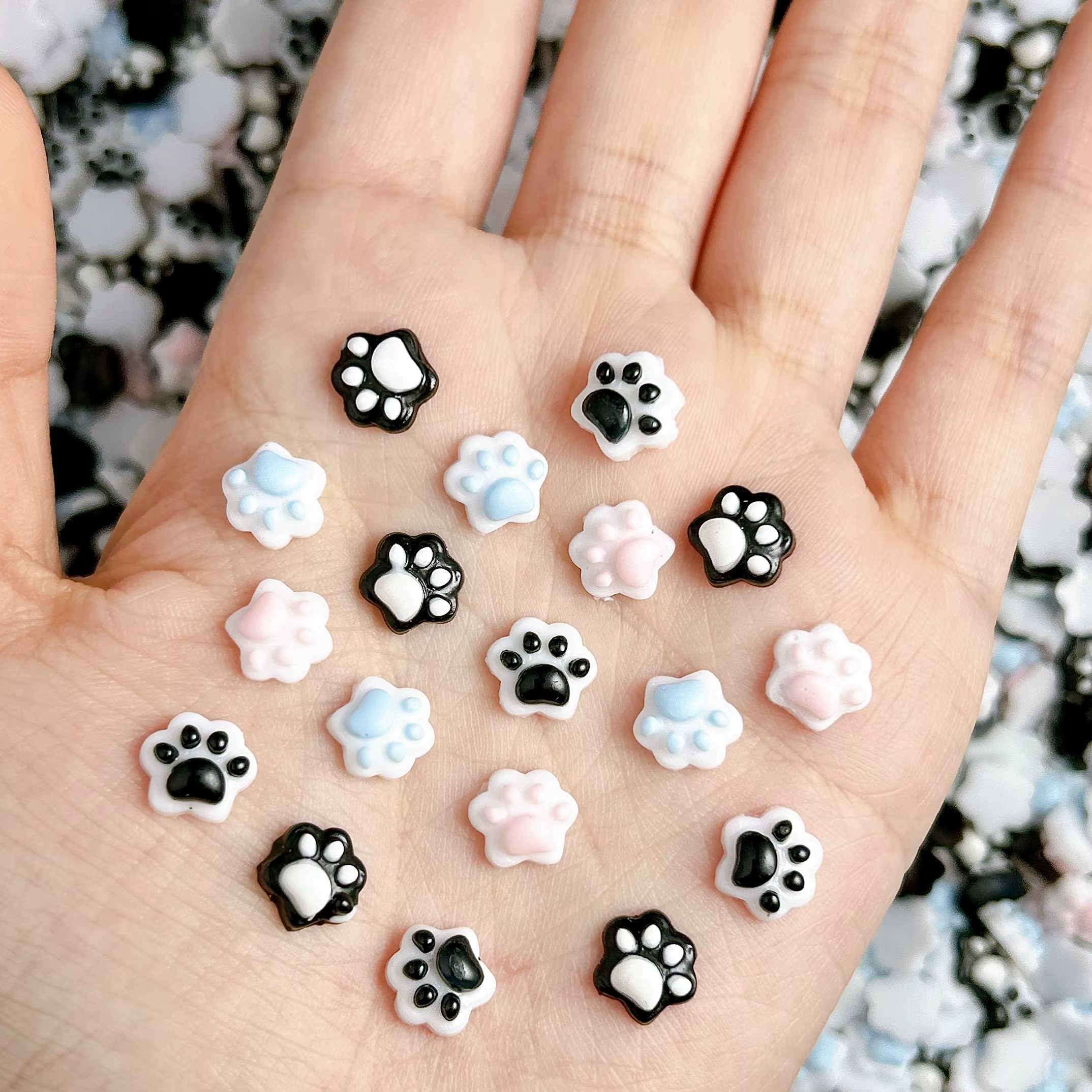 20 pièces lumineux belle chiot griffes résine ongles breloques coloré créatif simulé animaux