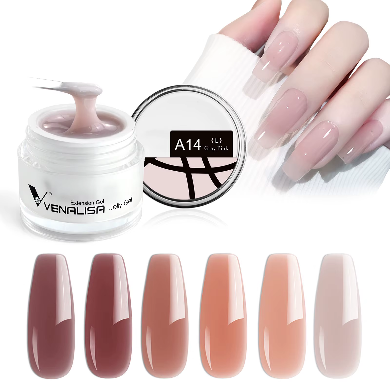 VENALISA Gel de gelée 50ml rose Collection nue ne brûle pas Gel dur tremper UV LED Extension douce constructeur ongles Gel manucure