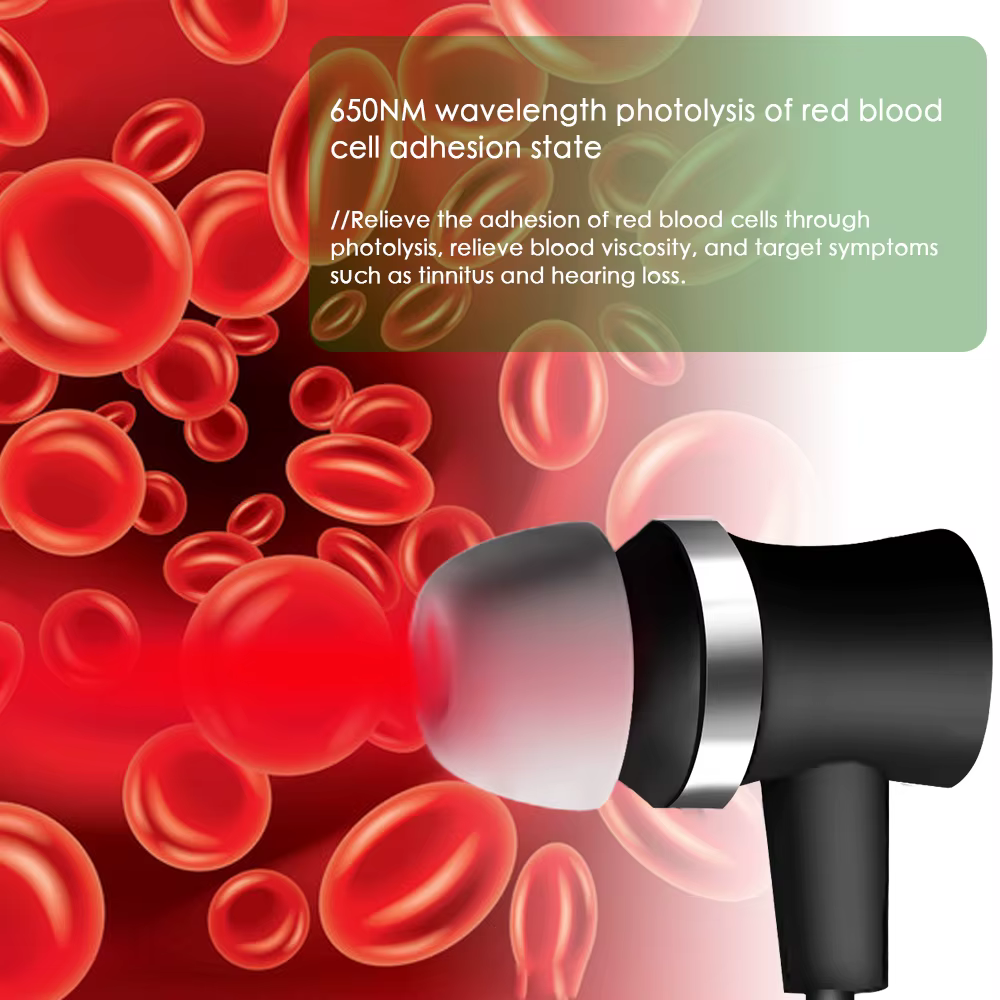 Appareil de soin à la lumière rouge 650 nm 2-en-1 portable pour le confort nasal et auriculaire, rechargeable, améliore le sommeil, physiothérapie LLLT, appareil pour l'acouphénie