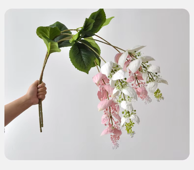 Décoration de plafond de mariage, 2 pièces, fausses fleurs Medinilla suspendues, fleurs artificielles pour vitrine, décoration esthétique de la maison, du jardin et de la chambre