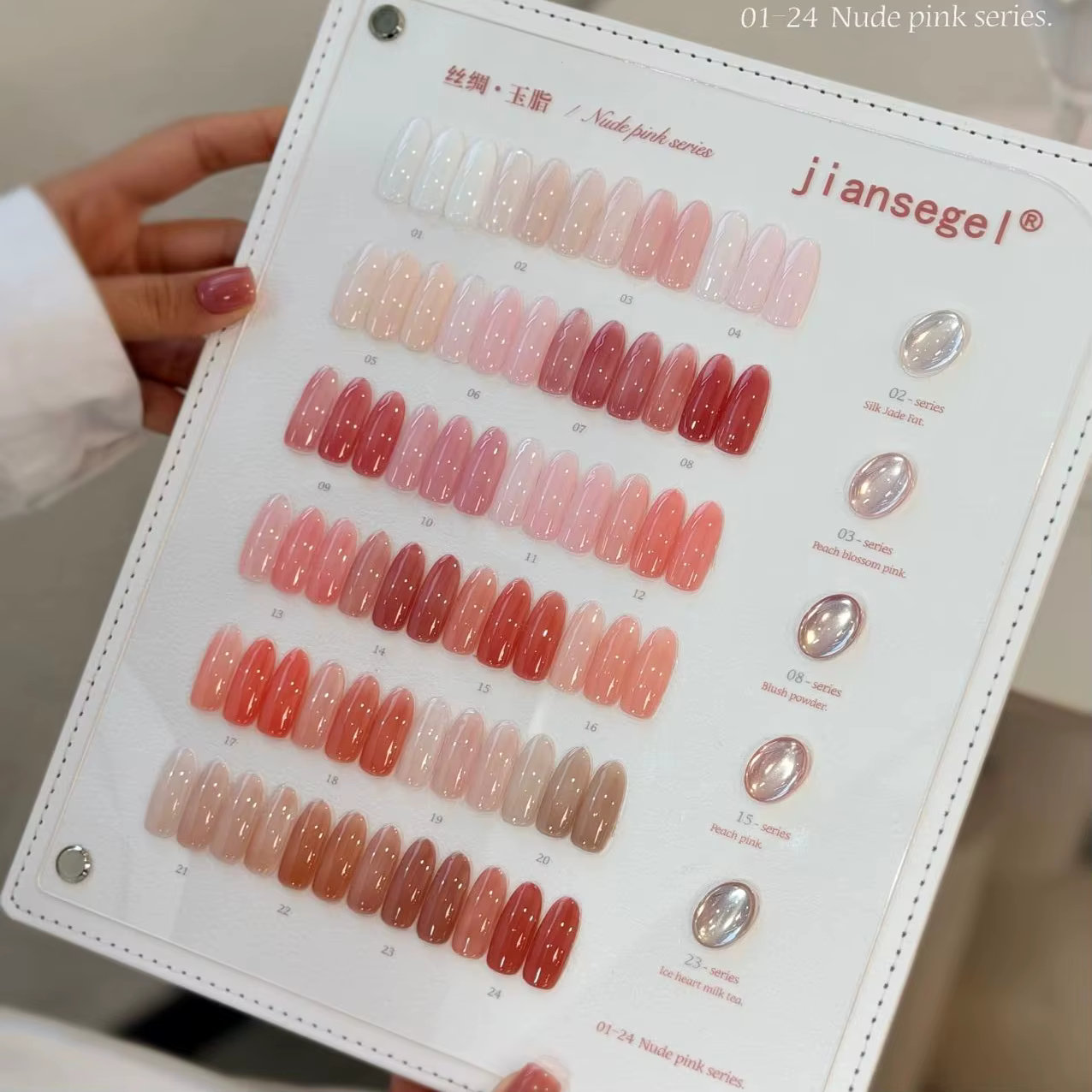 Ensemble de gel à ongles en soie de jade 24 couleurs pour salons de beauté