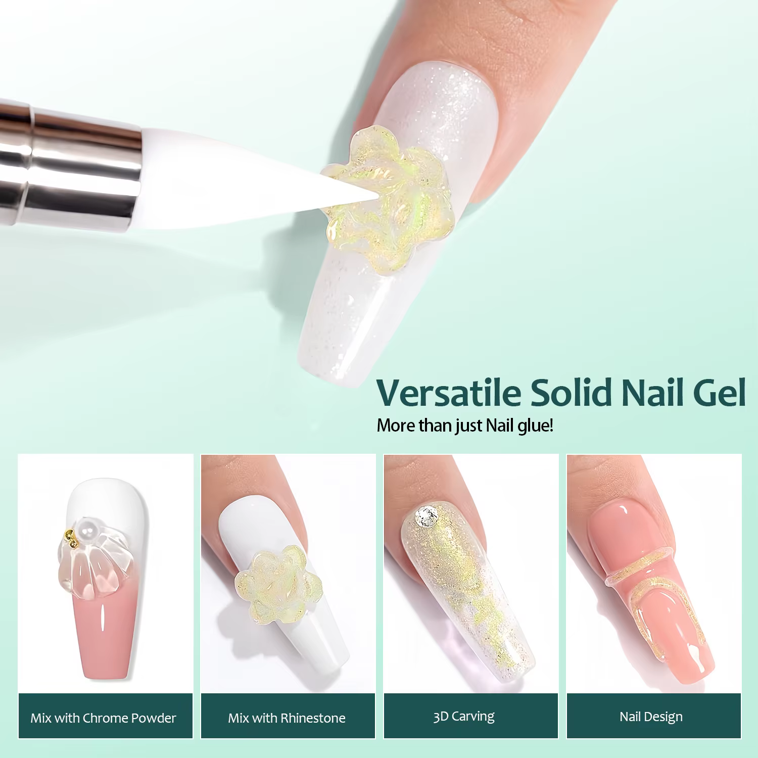 Gel solide Nailpop pour ongles en acrylique - Gel UV adhésif pour sculpture et strass
