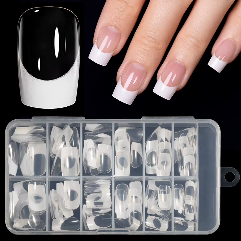 120 pièces/boîte clair et blanc français ongles conseils couverture complète Gel souple acrylique