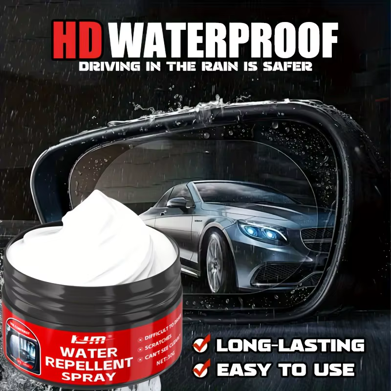 Kit de pâte hydrophobe pour vitres de voiture : revêtement anti-pluie/anti-buée, adapté aux vitres de voiture, aux rétroviseurs et aux vitres de salle de bain