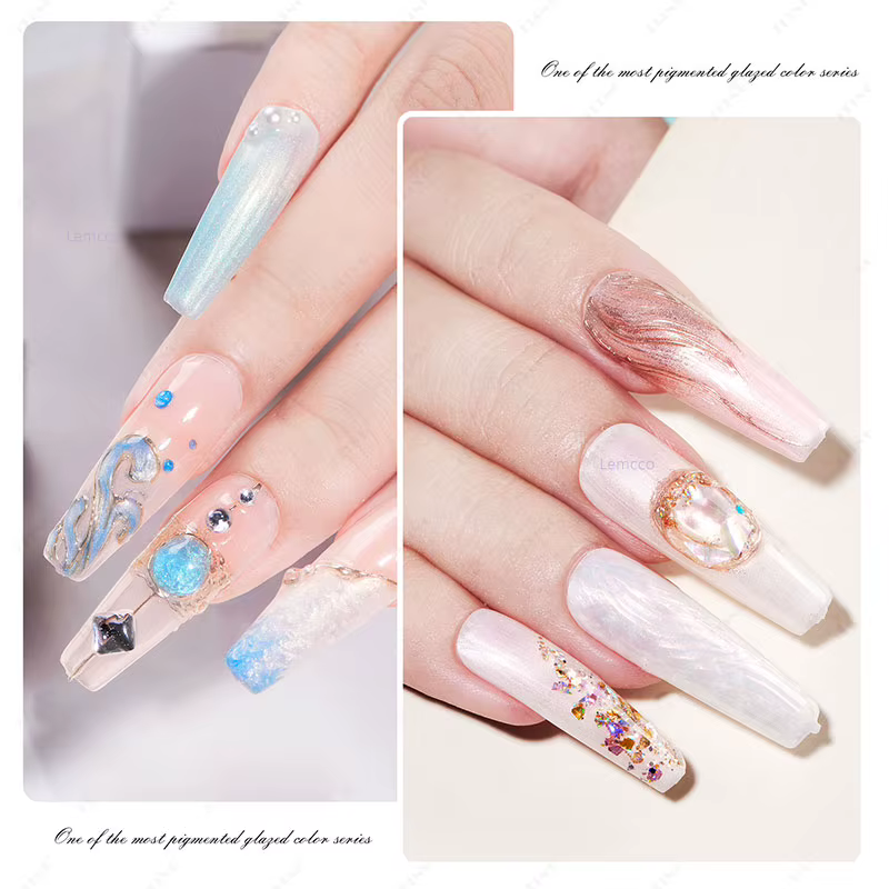Eleanos spirale Gel 24 pièces Aurora perle coquille fil Gel vernis à ongles avec carte de couleur pour manucure tremper