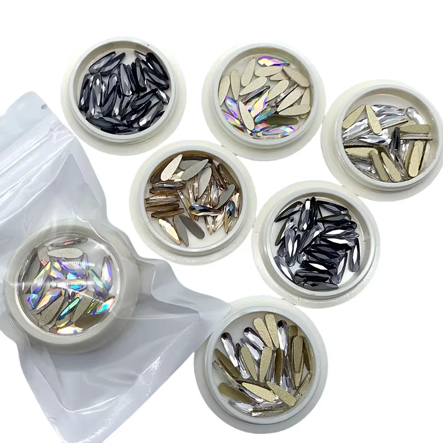 Lacrima fond plat/dos tranchants Nail Art strass verre cristal AB ongles décoration Boutique Salon approvisionnement
