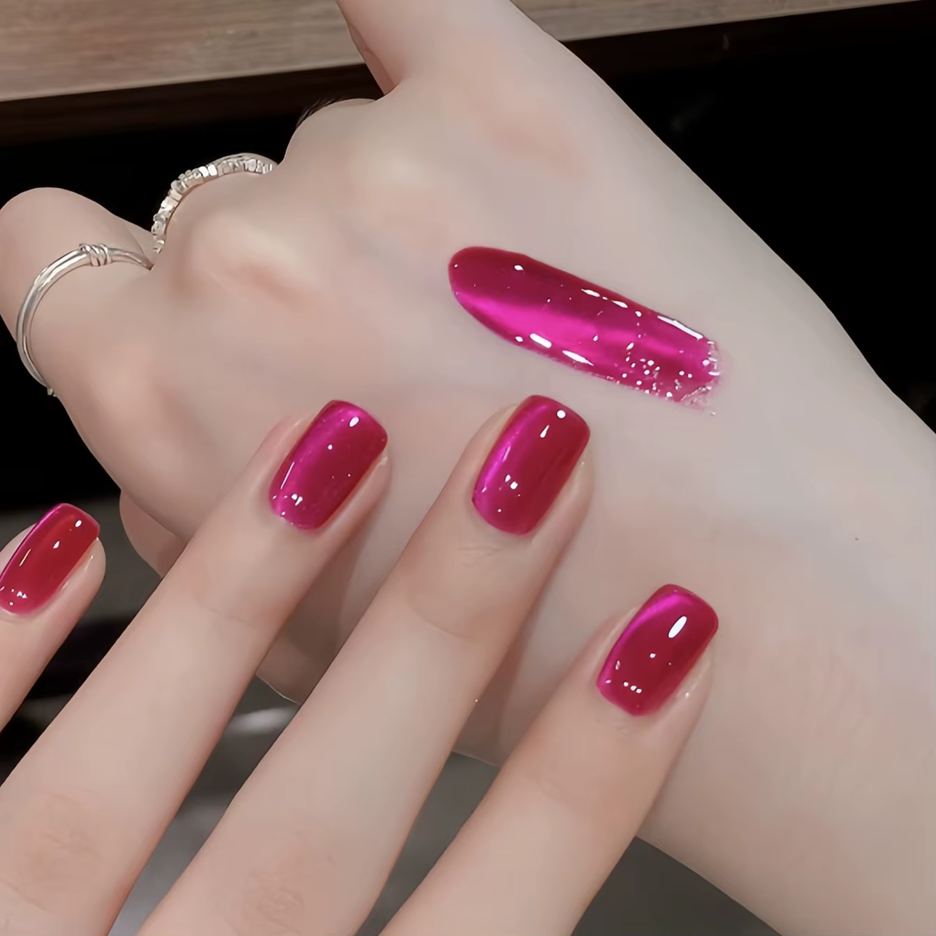 Vernis à ongles gel œil de chat en perles de verre fuchsia ZH 12ML 2026