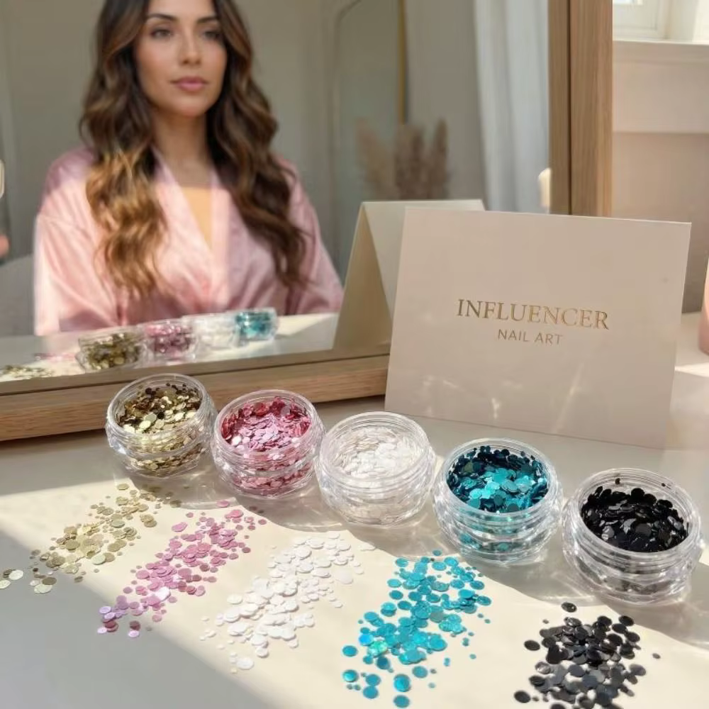 Décorations d'ongles colorées à pois scintillants