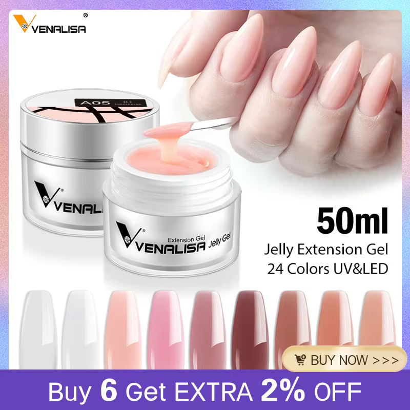 Gel de construction UV transparent Venalisa 50ml sans TPO pour extension d'ongles