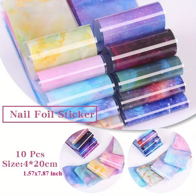Autocollant 3D ciel nocturne galaxie 1.57x7.87 pouces pour Nail Art