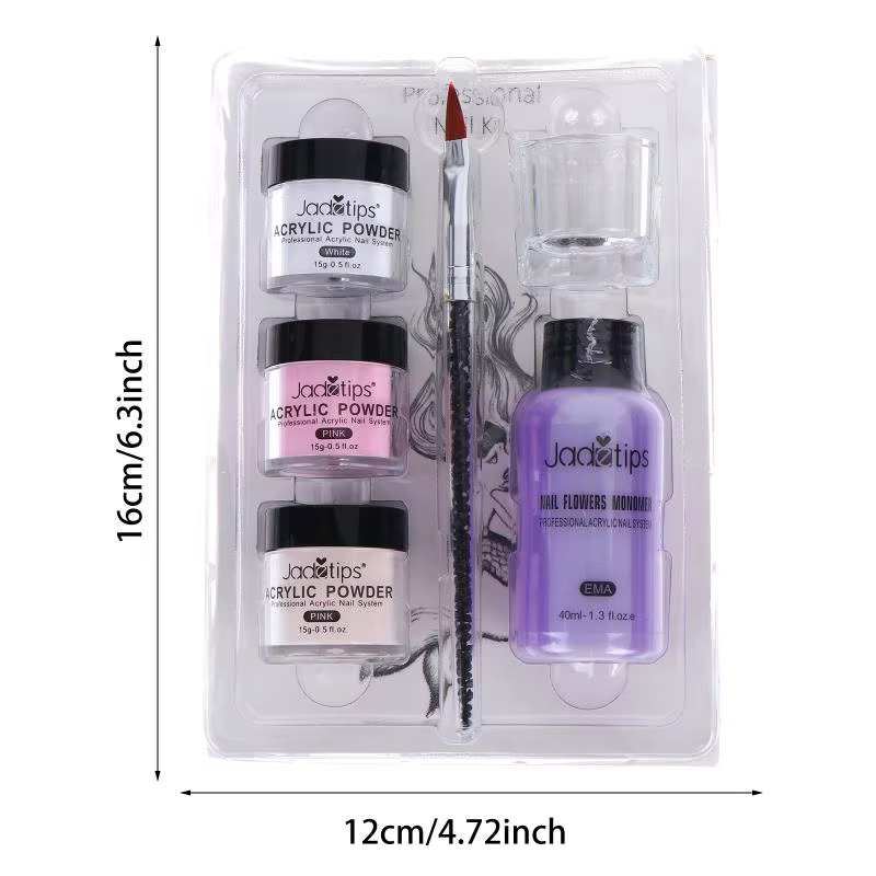 Poudre à ongles acrylique transparente, blanche, rose, pailletée, professionnelle, style français, extension, sculpture, design, système d'art des ongles, salon de beauté, fournitures