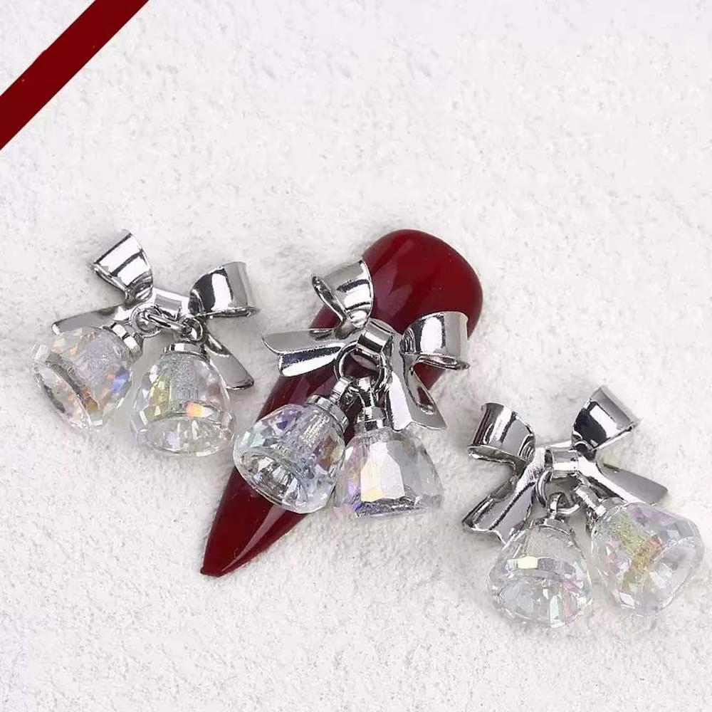 Ornement d'ongles cloches de noël nœud papillon perceuses à ongles