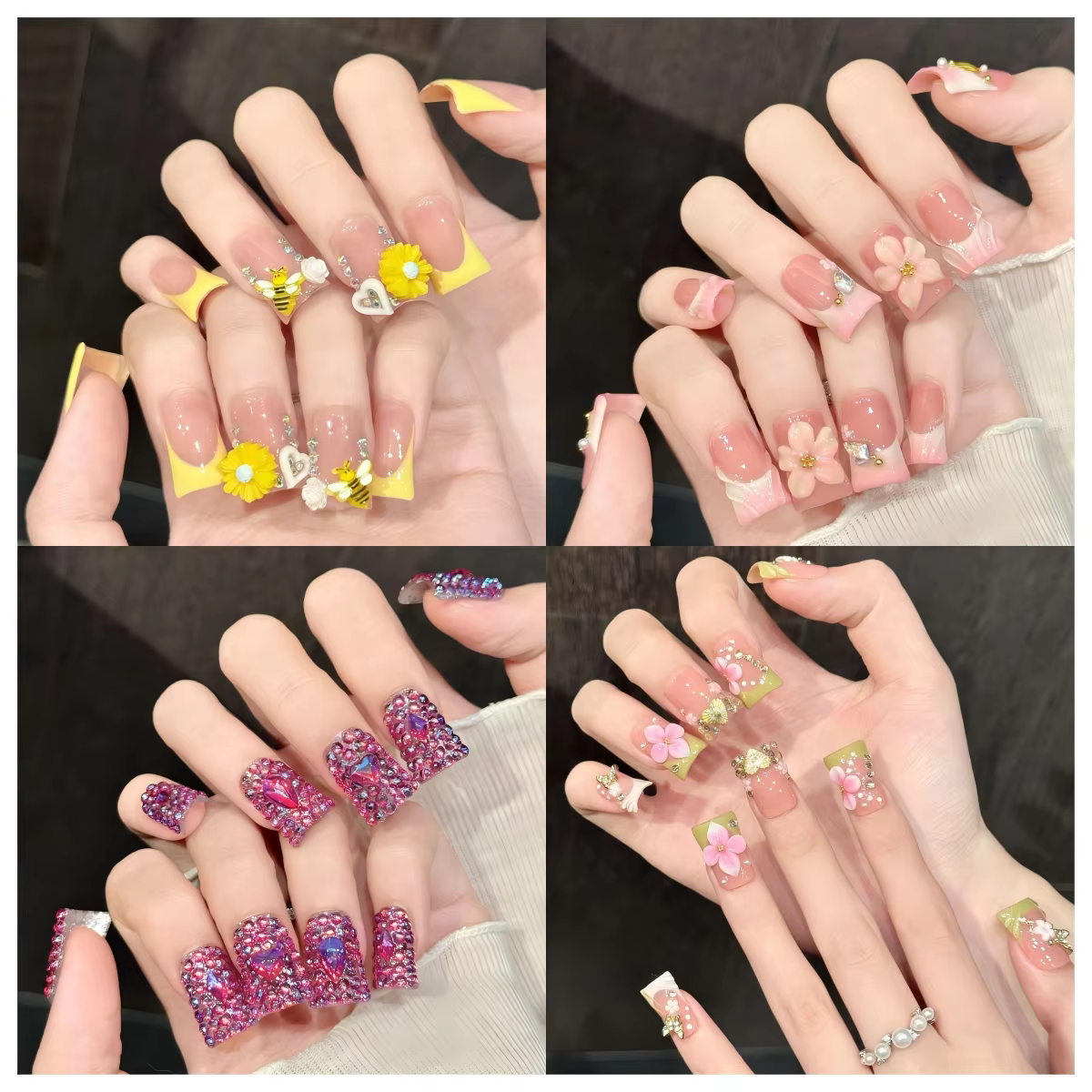 10 faux ongles en forme de canard faits à la main
