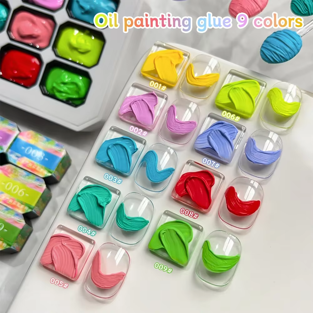 Dopamine Fluorescence peinture à l'huile colle 9 couleurs ensemble manucure Art décorer Design bricolage haute Saturation peint sculpté Nail Art