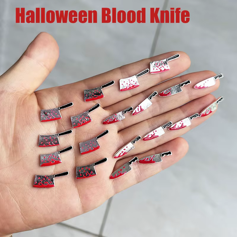 Breloques pour ongles couteau à sang d'halloween