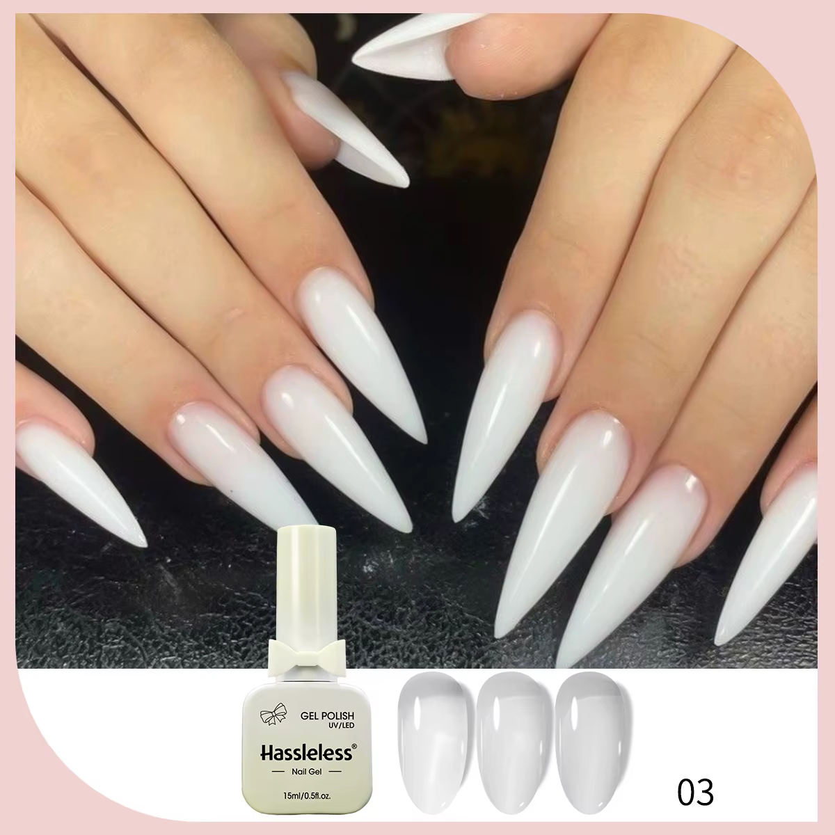 Vernis à ongles en gel blanc laiteux Hassleless 15 ml