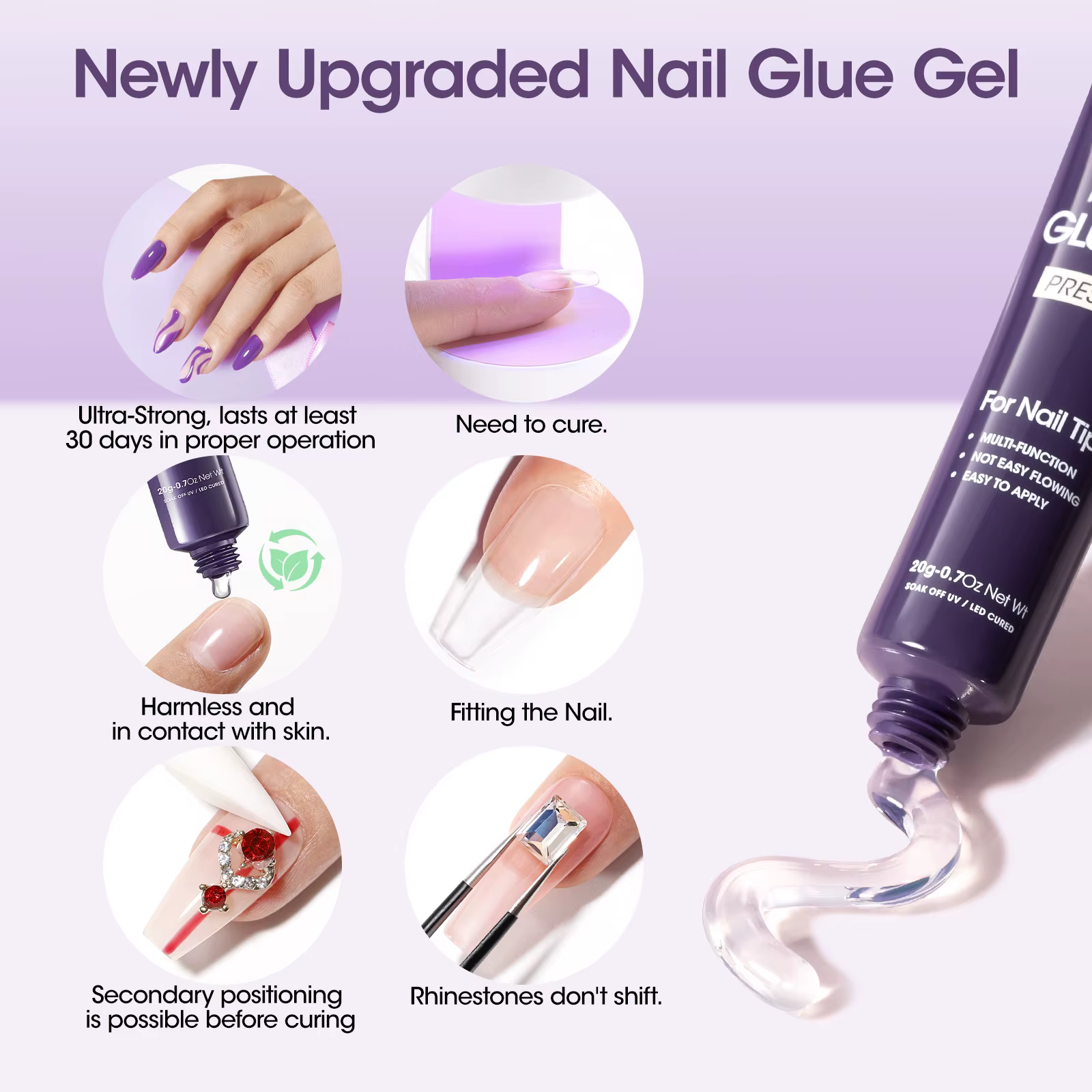 GELLEN Colle à ongles semi-solide 4 en 1