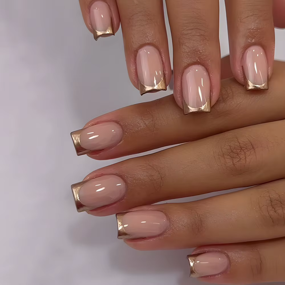 24 pièces autocollants français dorés pour ongles faux