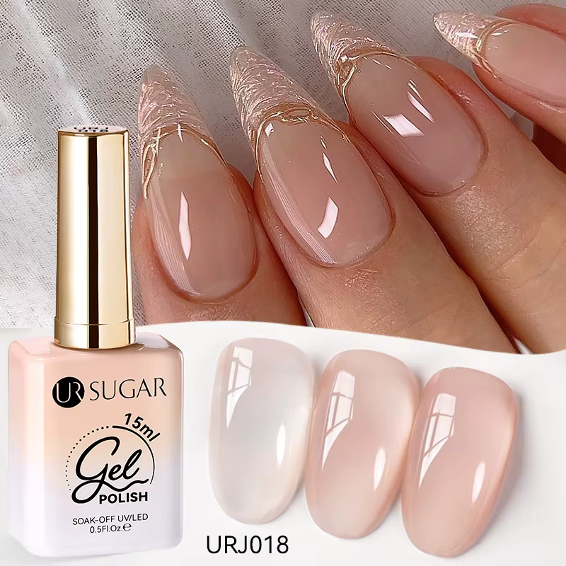 UR SUGAR 15ml Gel UV Transparent Rose Nude Effet Glacé pour Ongles