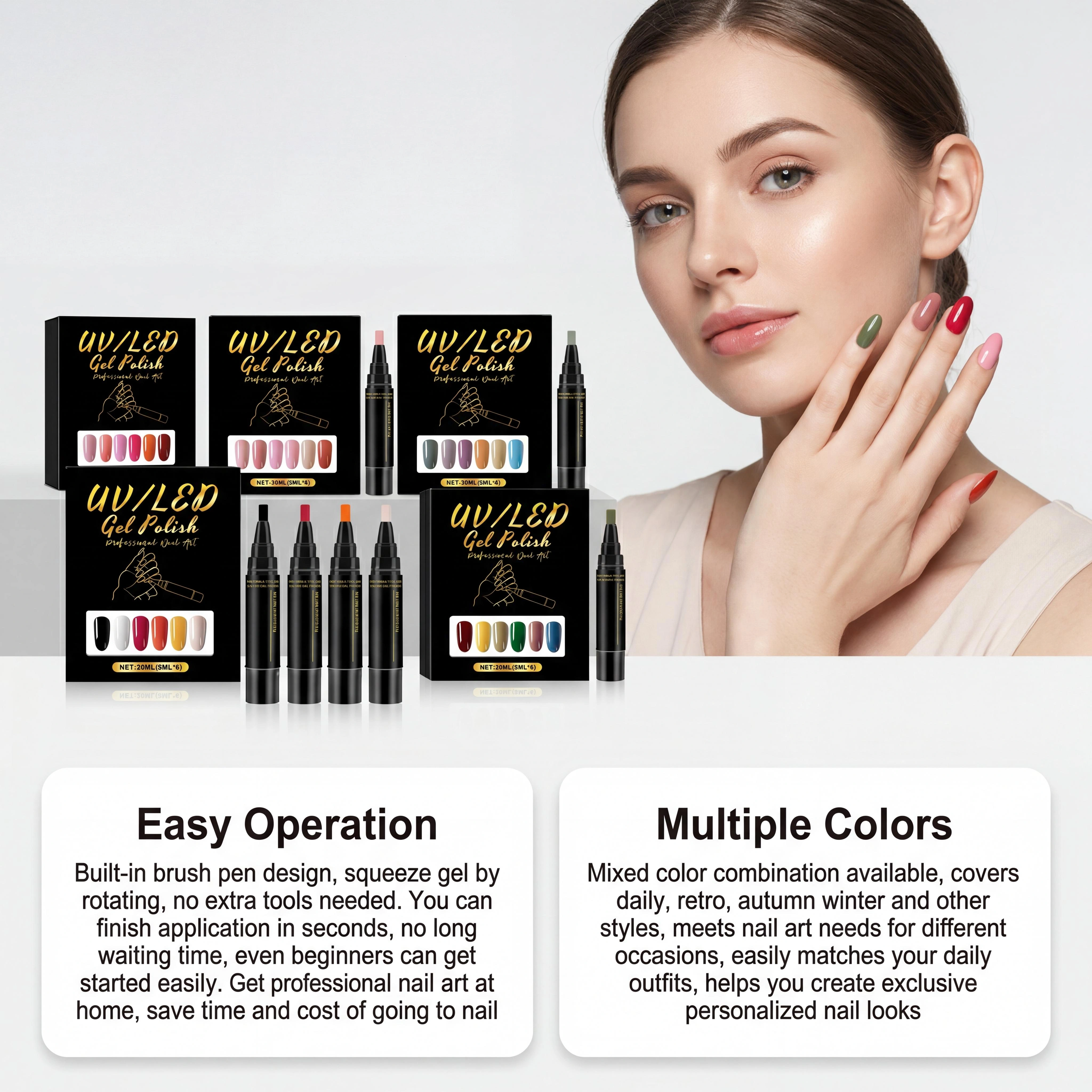 Kit de stylos à ongles DIY 6 couleurs
