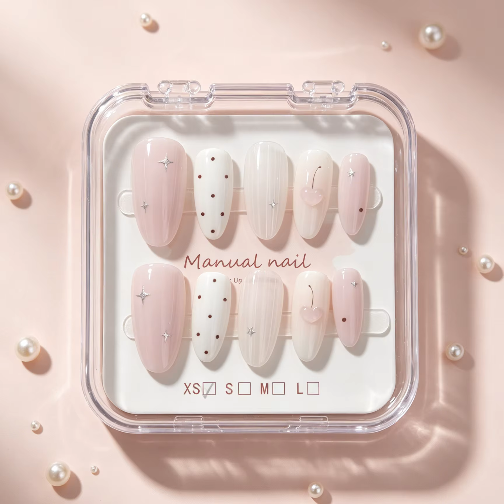 10 faux ongles en forme d'amande pressés à la main