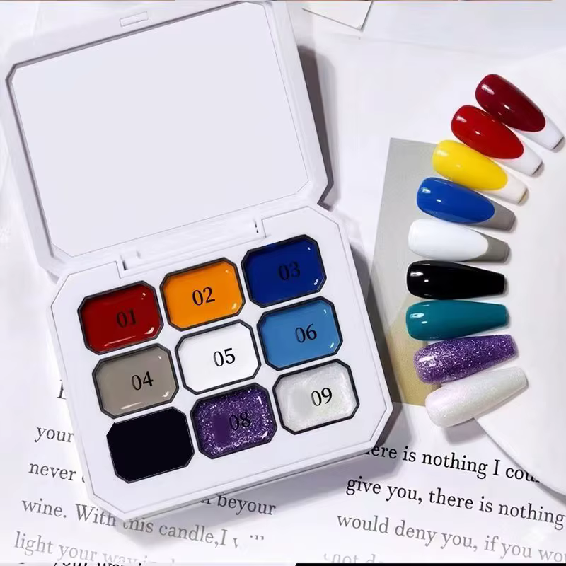 Gel solide dégradé bleu neuf couleurs pour nail art