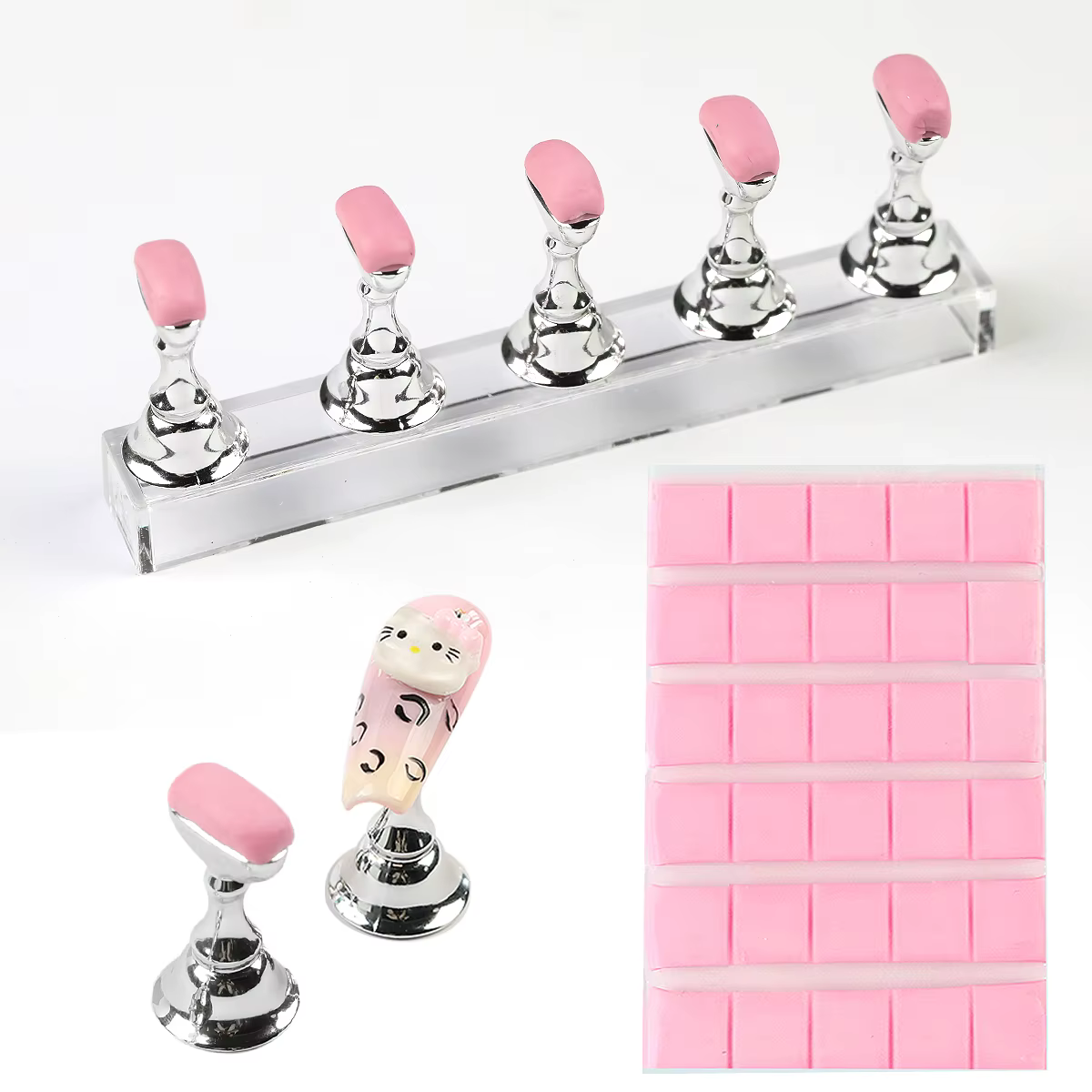 Colle adhésive pour ongles vert rose