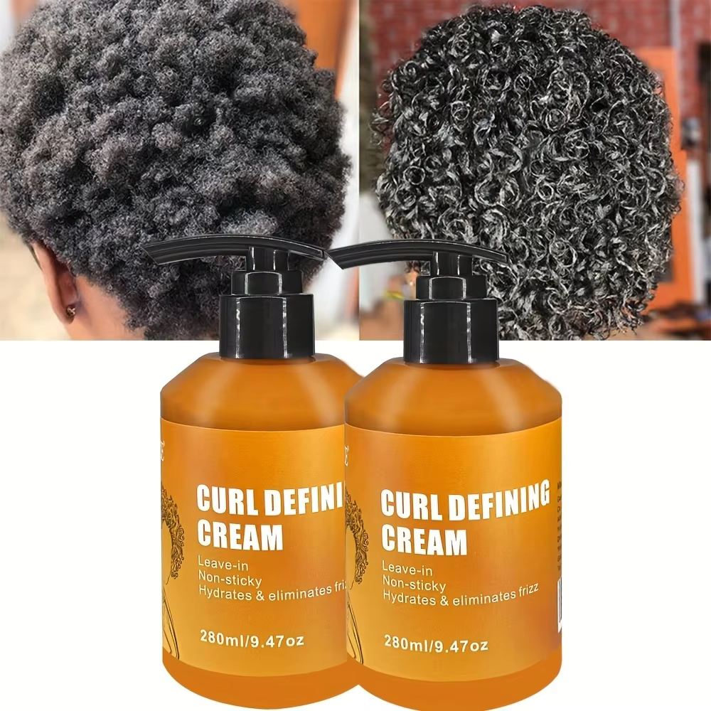 Paquet de 2 crèmes définies GZE CURL pour boucles longue durée sans frisottis – crème bouclée au noix de coco sans sulfate et paraben