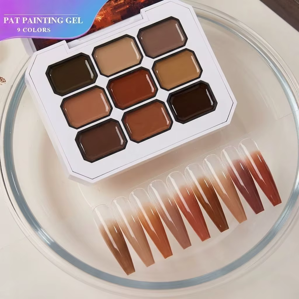 Palette de 9 teintes de gel crème solide rétro marron caramel