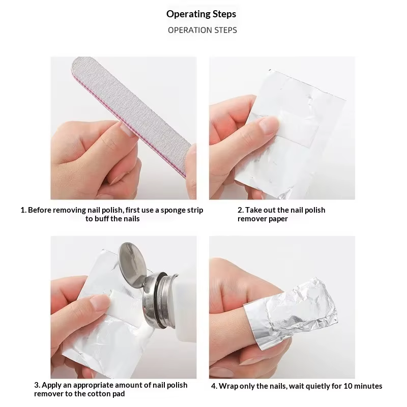 NOUVEAU Lot de 100 lingettes en aluminium pour dissolvant de vernis gel
