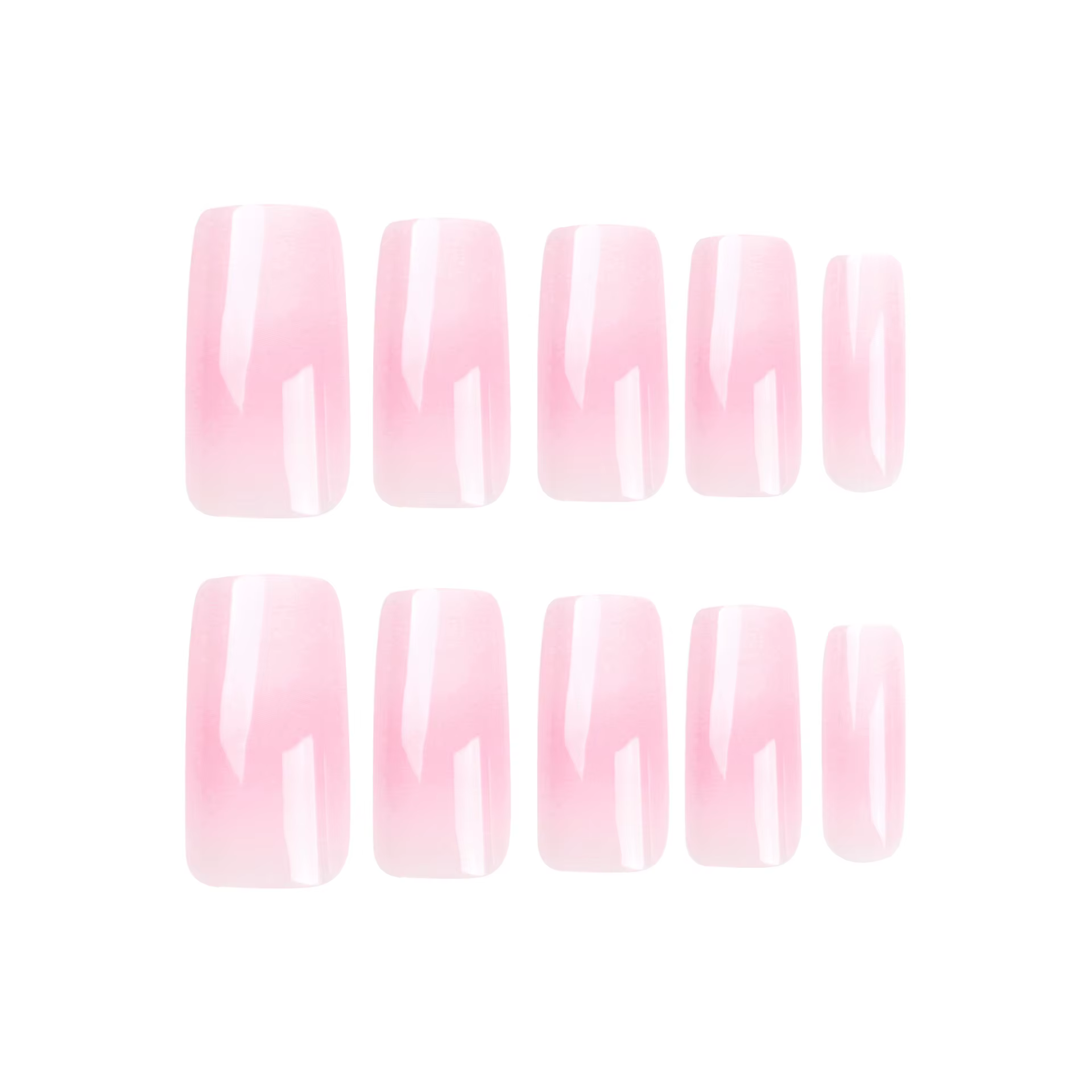 24 faux ongles carrés longs rose ombré à presser