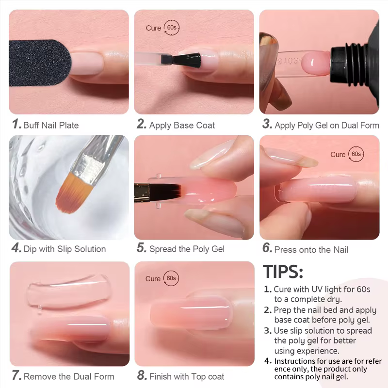 Gel d'extension d'ongles en poly pour allonger les ongles