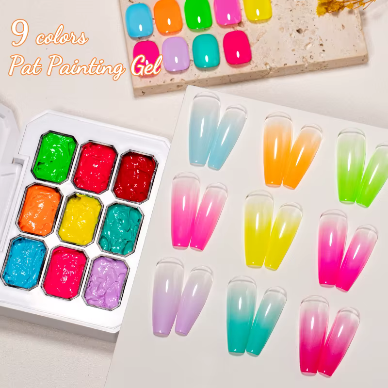 9 couleurs Macaron Pat peinture vernis à ongles coloré Fluorescent Nail Art