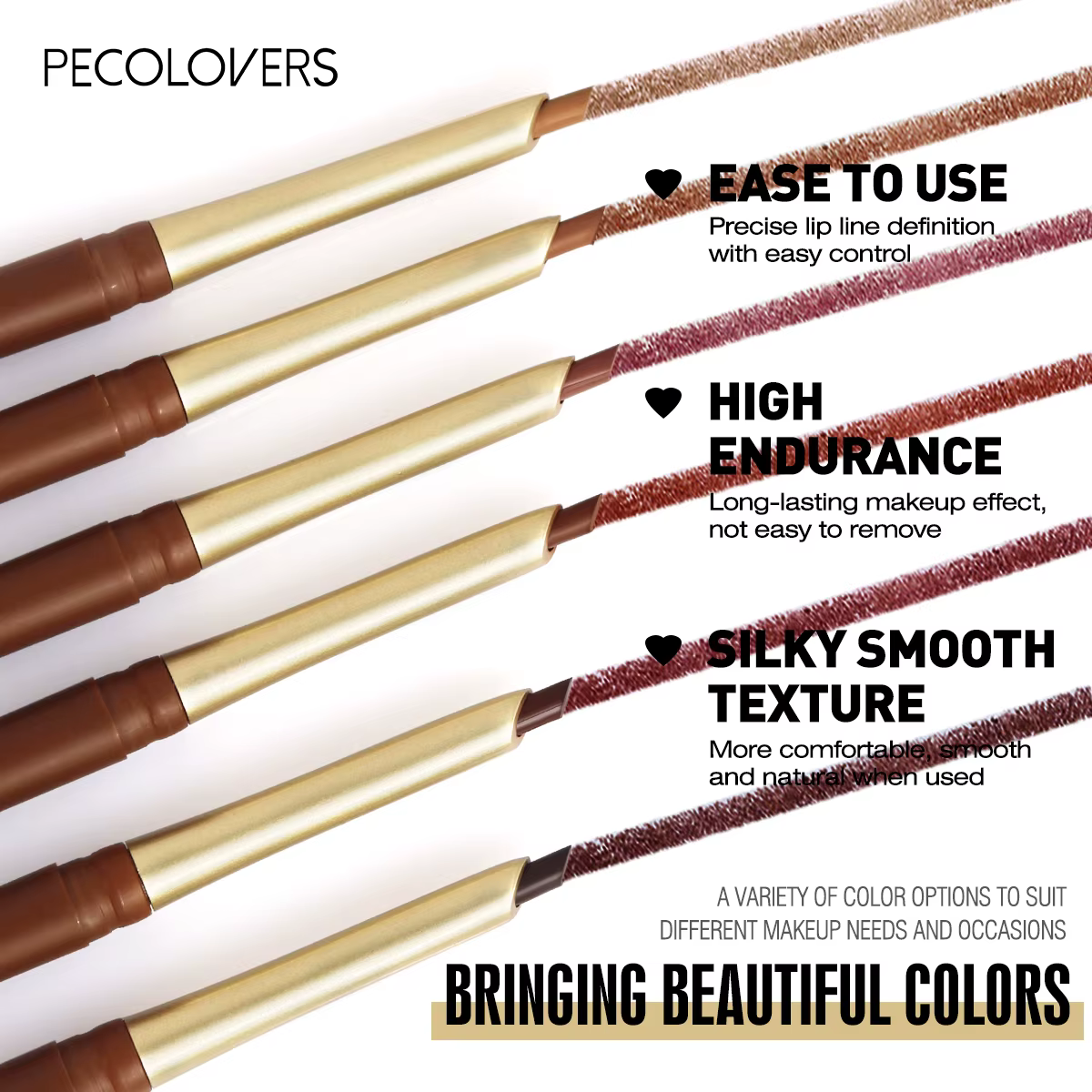 Rouge à lèvres au design biseauté Jules Liner, crayon à lèvres marron nude, maquillage naturel et durable, plume, contour, 256 6 couleurs