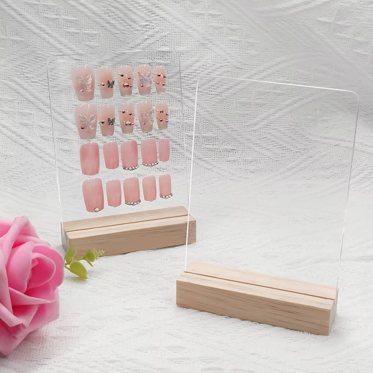 Présentoir à ongles en acrylique transparent