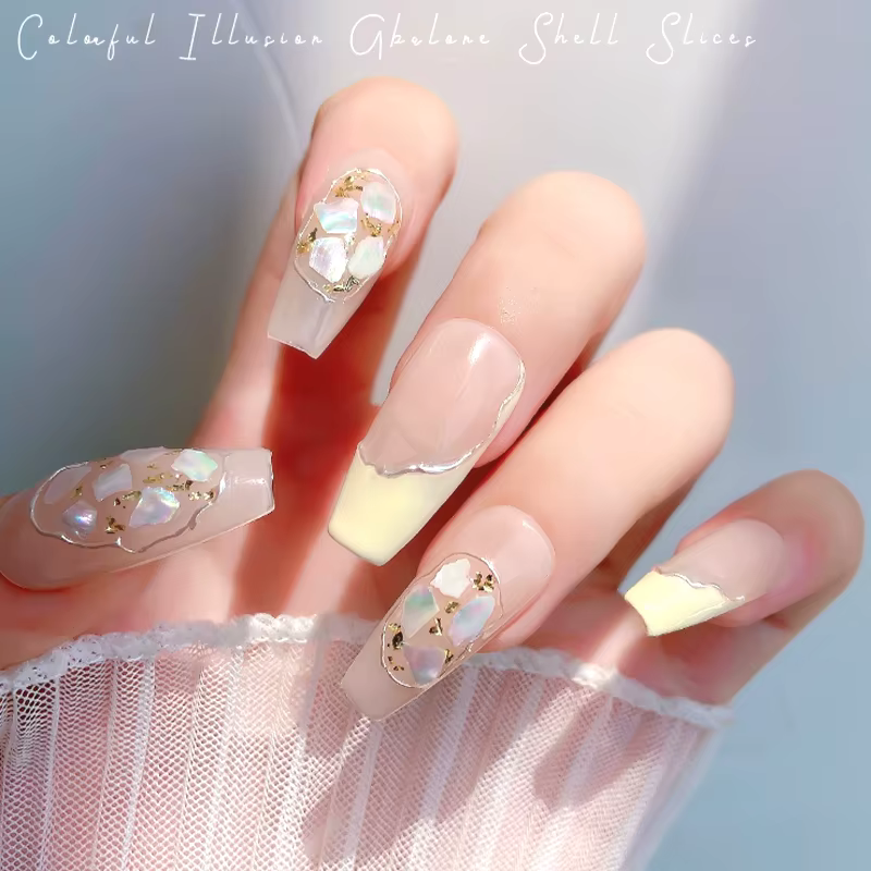 Aurora-Flocons de Coquillage N64.Décorations de miles, Ormeau Naturel, Tranche Irrégulière, Coquillages Minces, Pierre de Mer, Accessoires de Manucure pour Nail Art