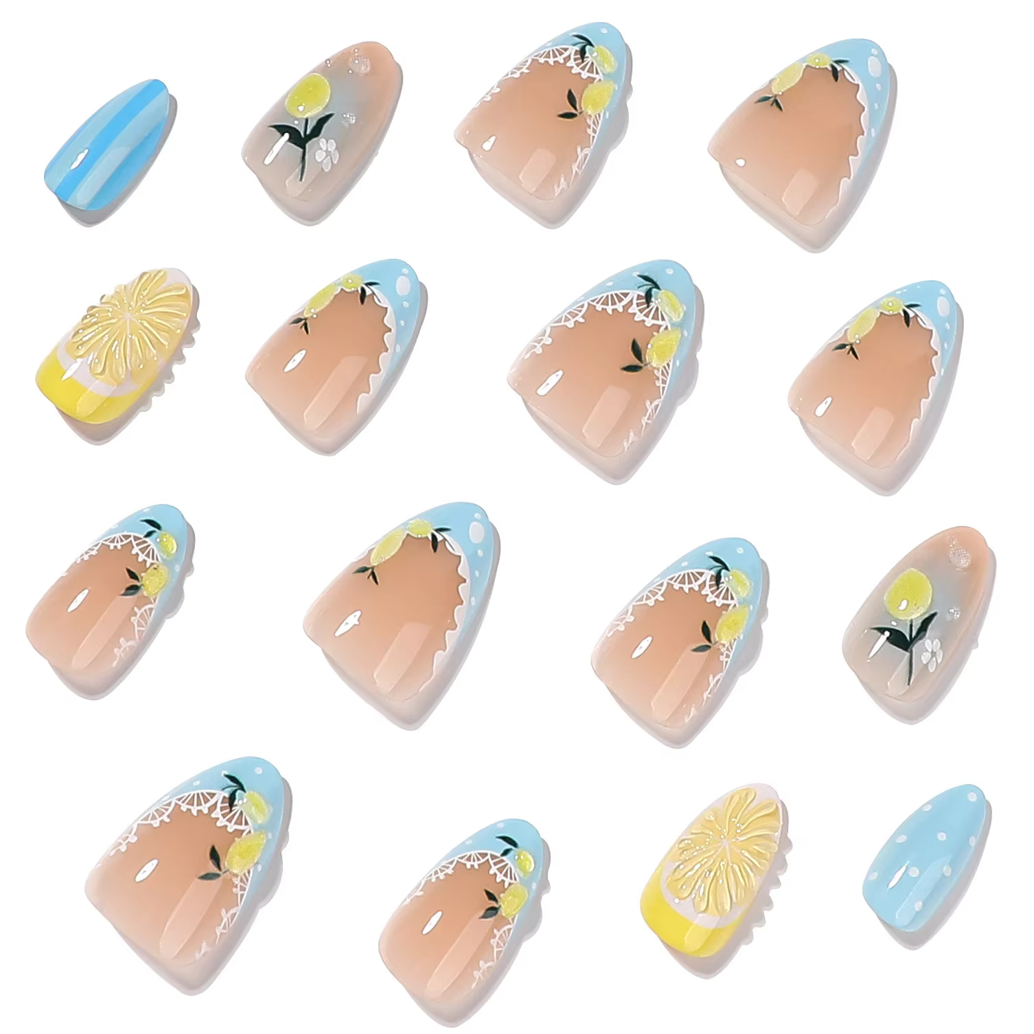 Faux ongles minimalistes 3D au design citron