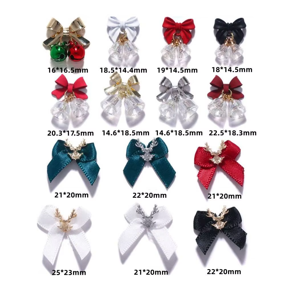 Ornement d'ongles cloches de noël nœud papillon perceuses à ongles