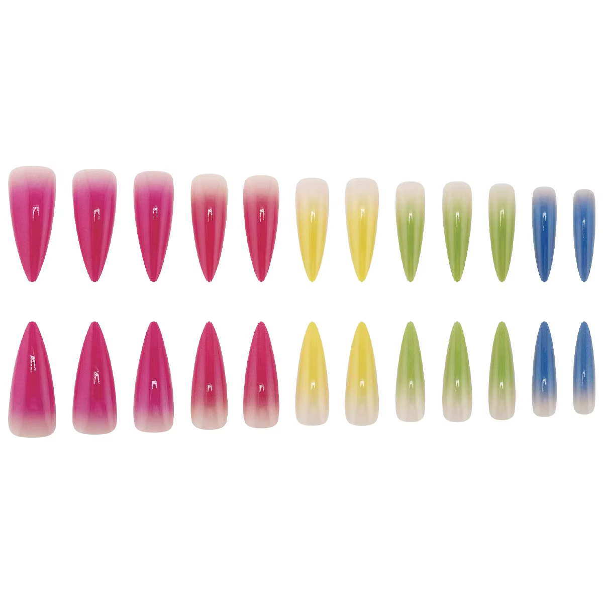 Spicy Girl's Cool Y2k faux ongles arc-en-ciel dégradé longs