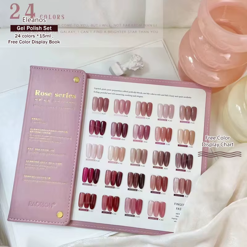 Eleanos Rose Rose 24 pièces gelée Transparent Gel vernis à ongles couleur Rose nu UV tremper Gel vernis Jade Nail Art Gel laque 15ml