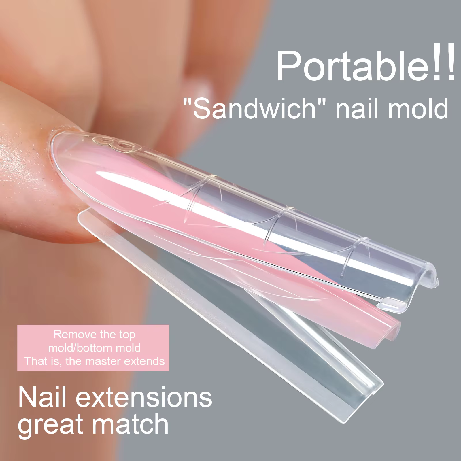 256 pièces/boîte Sandwich à ongles double forme pointes d'ongles construire rapidement