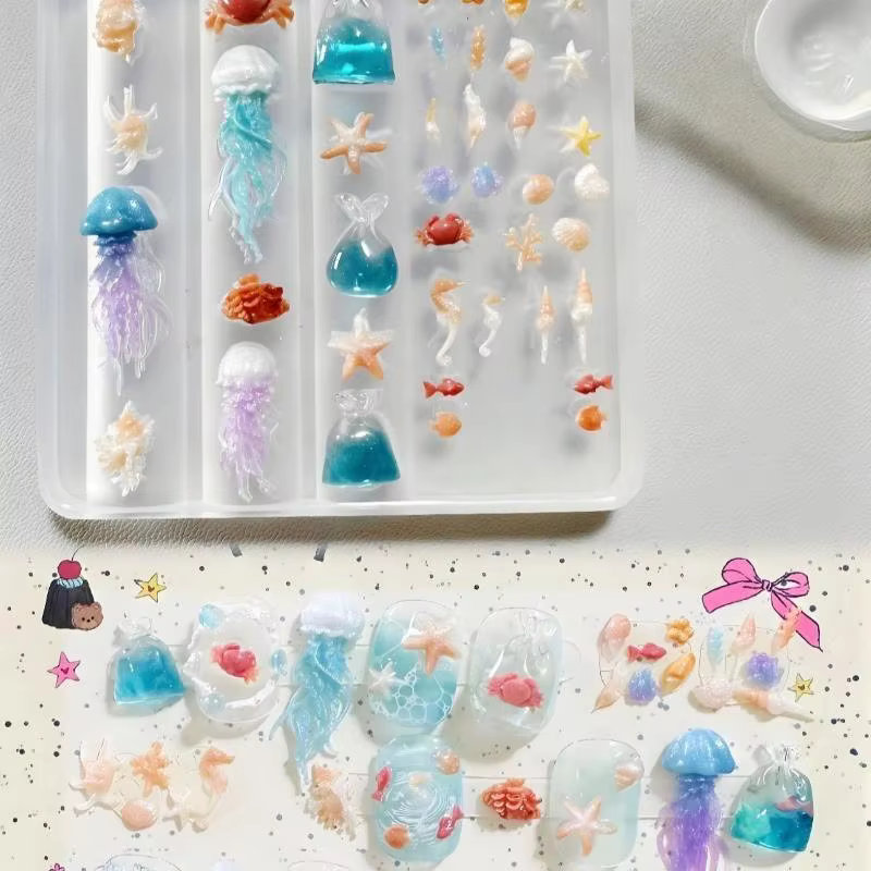 Moule à ongles en silicone transparent pour décoration d'ongles 3D DIY