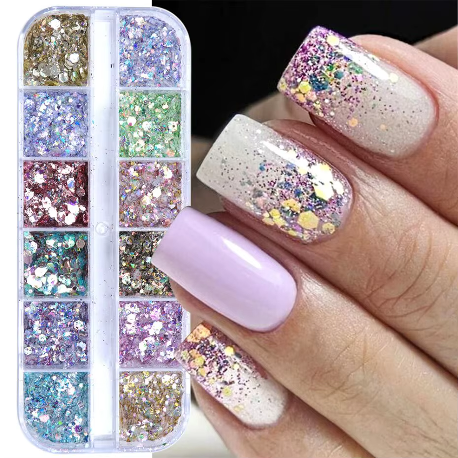 Mermad – paillettes hexagonales mixtes irisées pour ongles