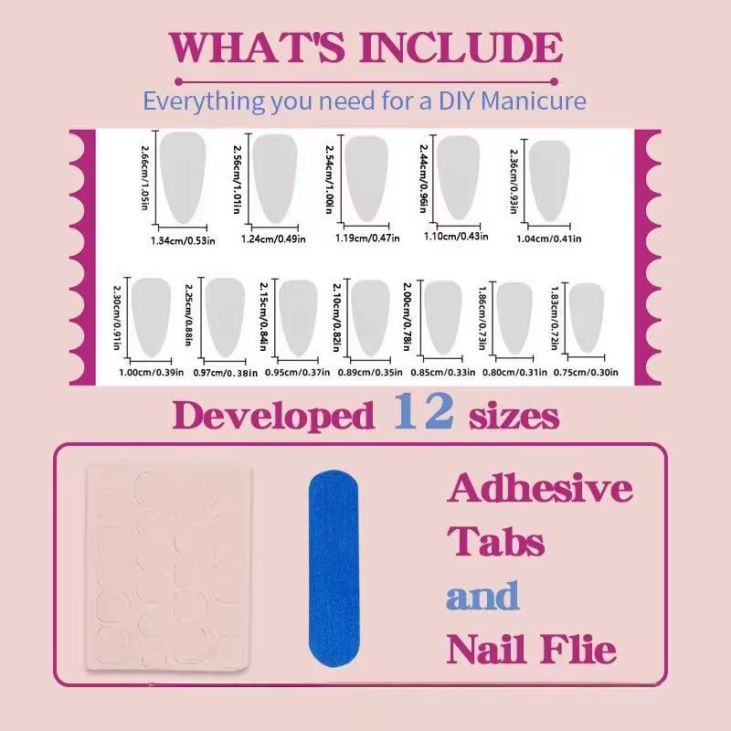 24 faux ongles ovales français à pois couleur crème
