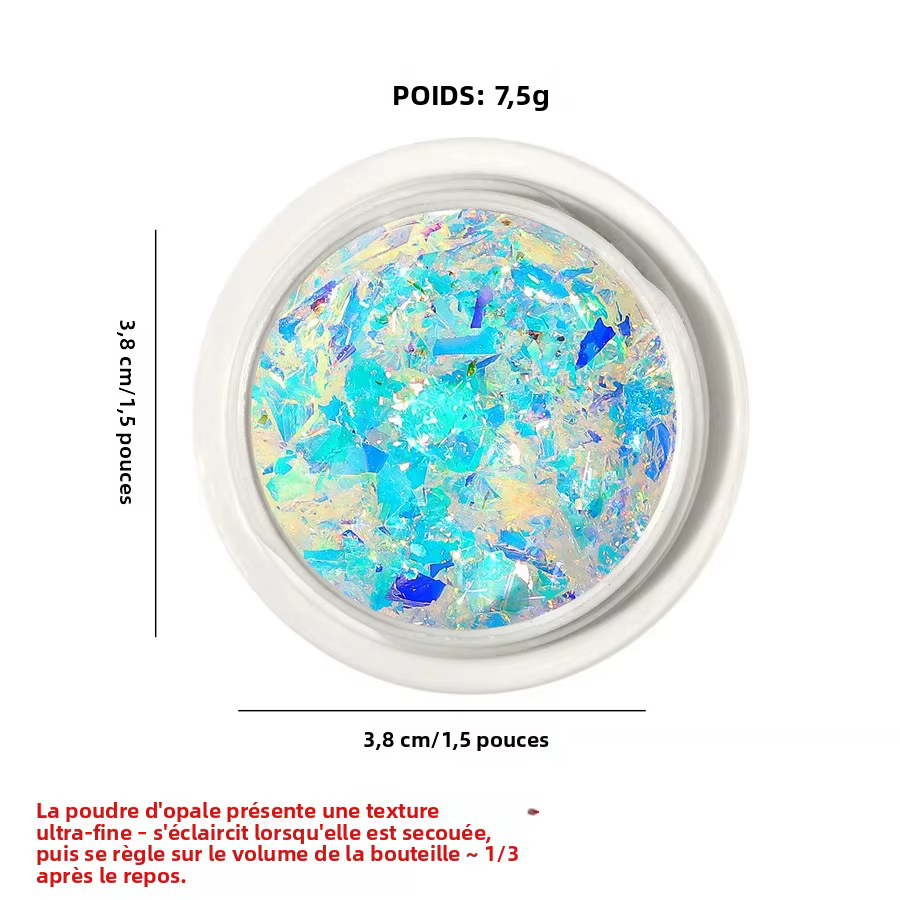 Flocons d'opale de clair de lune Aurora Chrome paillettes holographiques Nail Art poudre brillante effet dégradé de rêve pour ongles en Gel